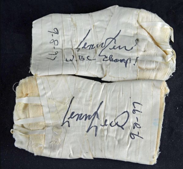 Lennox Lewis Fight Worn & Signed Hand Wraps (vs. Akinwande)(JSA)