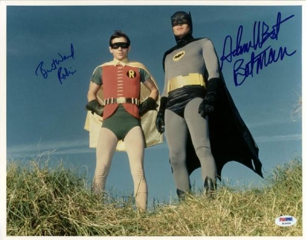 Batman: Adam West & Burt Ward Signed 11"x14" Color Photo with Character Names Inscribed! (PSA/DNA)