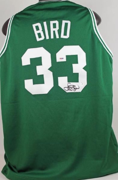Larry Bird Signed Boston Celtics Green Jersey (PSA/DNA & Bird Holo)