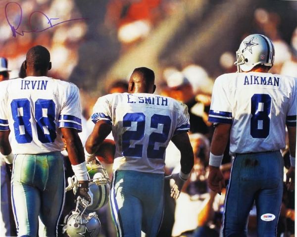 Michael Irvin Signed 16"x20" Photo with Troy Aikman & Emmitt Smith
