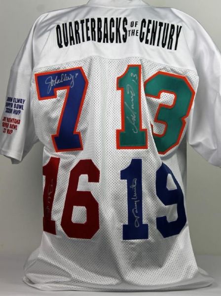 QBs of the Century Signed Special Edition Jersey w/Marino, Montana, Elway & Unitas (PSA/DNA)