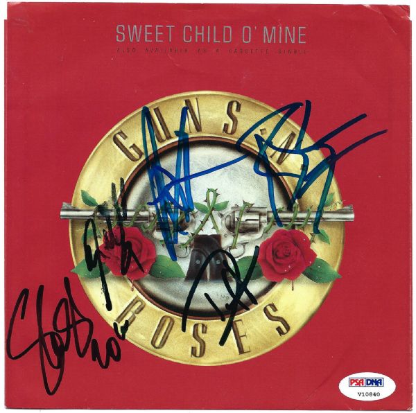Guns N Roses Signed "Sweet Child O Mine" 7-inch Single Album (4 Sigs)(PSA/DNA)