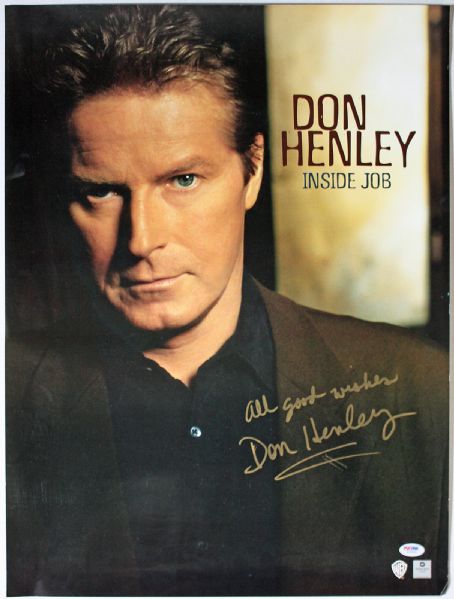 Don Henley Superb Signed Promo Poster for "inside Job" (PSA/DNA)