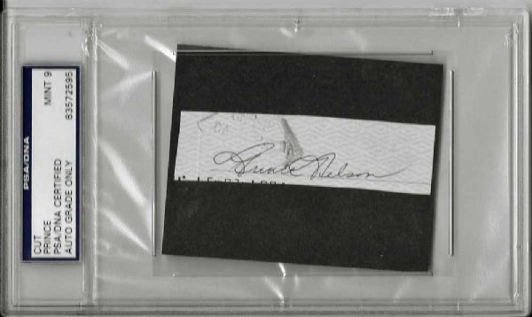 Prince Rare Signed Album Page Graded MINT 9 (PSA/DNA)