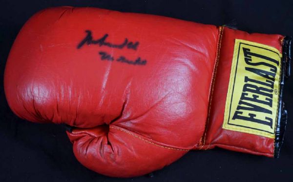 Muhammad Ali Rare Signed Leather Everlast Boxing Glove w/ "The Greatest" Inscription (PSA/JSA Guaranteed)