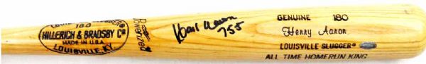 Hank Aaron Signed Personal Model Baseball Bat w/ "755" Inscription (PSA/JSA Guaranteed)