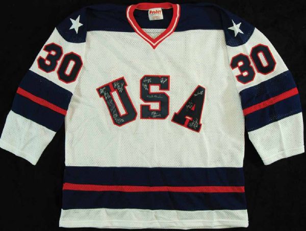 1980 USA Mens Hockey Team Signed Official Projoy Jersey w/ Herb Brooks! (PSA/JSA Guaranteed)