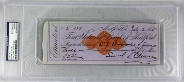 Samuel L. Clemens (Mark Twain) Signed Personal Bank Check (PSA/DNA Encapsulated)