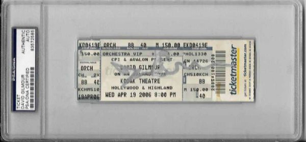 David Gilmour Signed Concert Ticket (PSA/DNA Encapsulated)