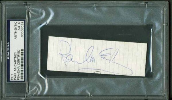 Paul McCartney Signed 1" x 2.5" Autograph Page (PSA/DNA Encapsulated)