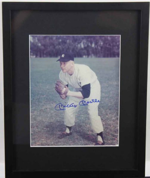 Mickey Mantle Signed & Framed 8" x 10" Color Photo Graded MINT 9 (PSA/DNA)