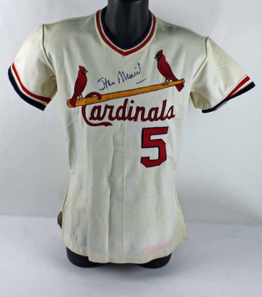 Stan Musial Signed & Worn Jersey Attributed to 1974 Old Timers Day Game (PSA/JSA Guaranteed)
