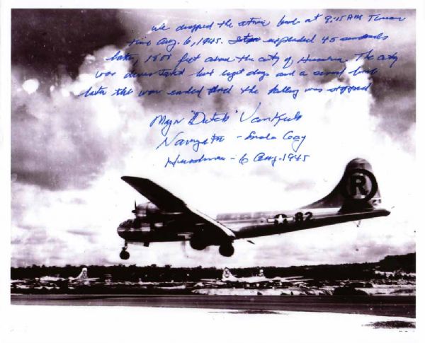 WWII: Dutch Van Kirk Signed 8" x 10" Enola Gay Photo w/ Lengthy Inscription! (JSA)