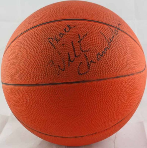 Wilt Chamberlain Vintage Signed Basketball w/ "Peace" Inscription (PSA/JSA Guaranteed)