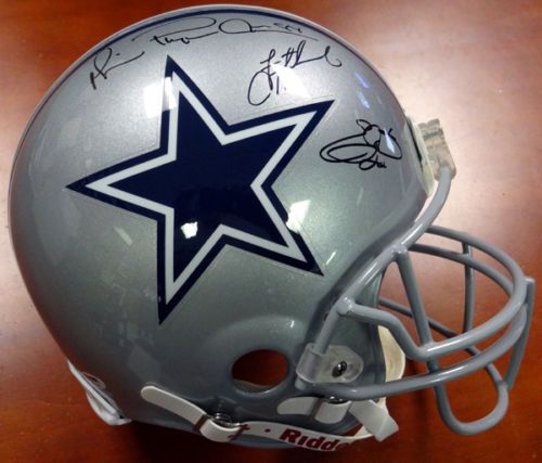 Triplets: Cowboys Legends Multi-Signed Full Size PROLINE Helmet w/ Aikman, Smith & Irvin (PSA/DNA)