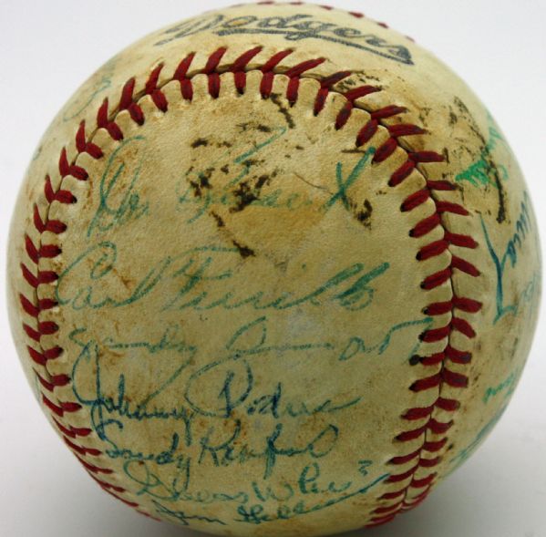 Last Team in Brooklyn: 1957 Team Signed Brooklyn Dodgers Baseball w/ 27 Signatures (PSA/JSA Guaranteed)