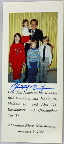 Richard Nixon Signed 2.5" x 5" Birthday Card (PSA/JSA Guaranteed)