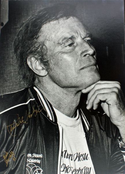 Charleston Heston Signed 10" x 14" Card Stock Black & White Photo (PSA/JSA Guaranteed)