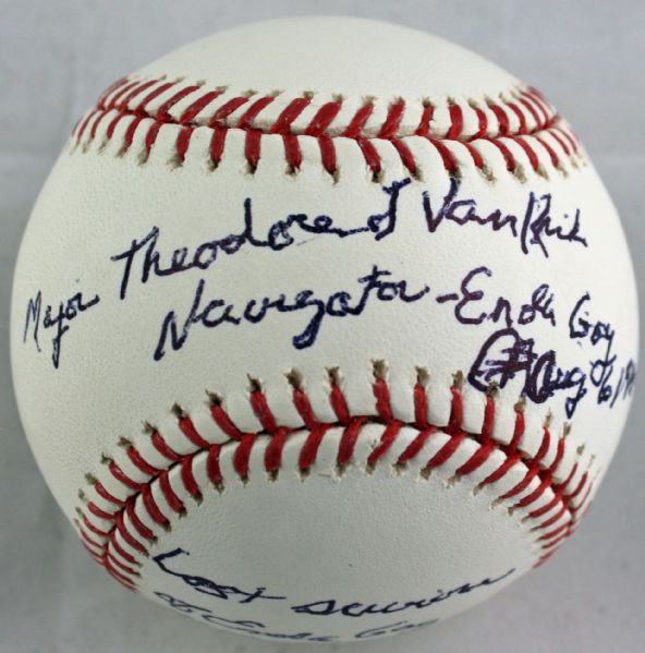 Enola Gay: Theodore "Dutch" Van Kirk Rare Signed & Inscribed Baseball (JSA)