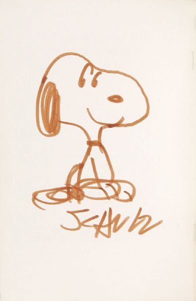 Impressive Hand Sketched & Signed Snoopy Sketch by Charles Schulz One of the Finest to Surface! (PSA/JSA Guaranteed)