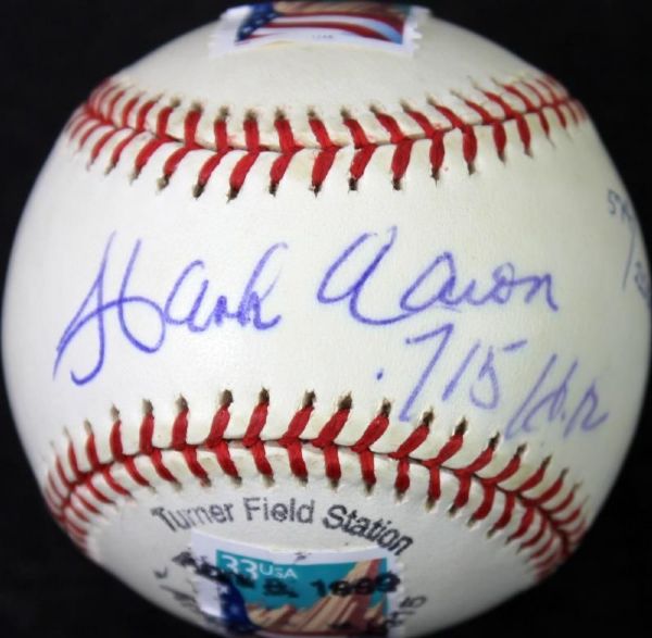 Hank Aaron Signed Ltd. Ed. "755 HR" Signed OML Baseball w/ Stamps (PSA/DNA)