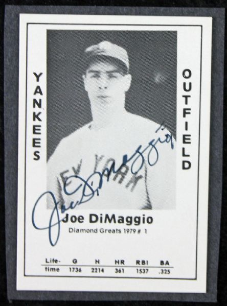 Joe DiMaggio Signed Career Stats Baseball Card (JSA) 