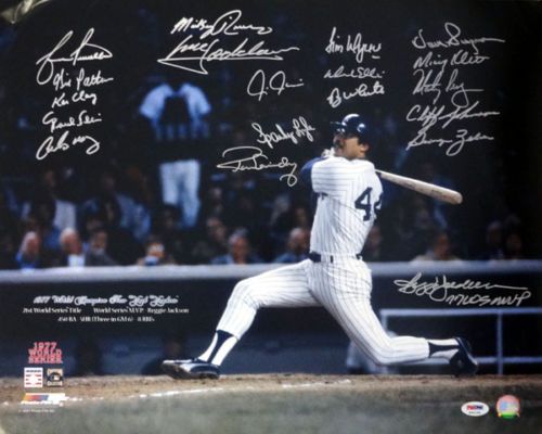 1977 World Series Champion New York Yankees Multi-Signed 16" x 20" Photo w/ Jackson, Pinella & Guidry (PSA/DNA)