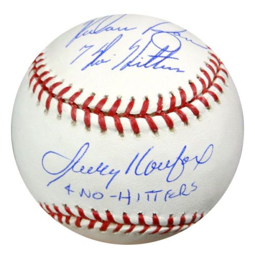 Lot Detail Sandy Koufax And Nolan Ryan Signed And Inscribed No Hitters Oml Baseball Psadna 0178