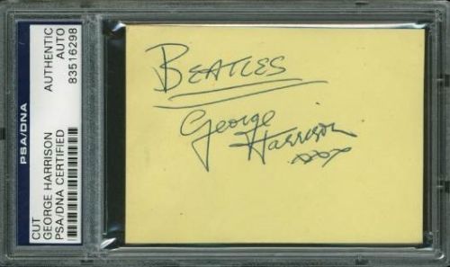 The Beatles: George Harrison Vintage Autograph with Rare "Beatles" Inscription (PSA/DNA Encapsulated)