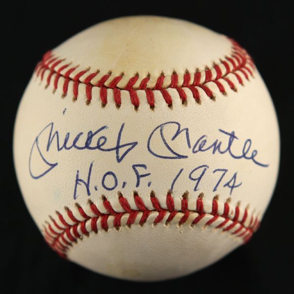 Mickey Mantle Superbly Signed OAL Bobby Brown Baseball w/ "HOF 1974" (PSA/DNA)