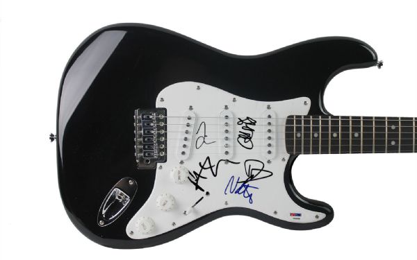 The Foo Fighters Group Signed Fender Squier Strat Guitar (PSA/DNA)