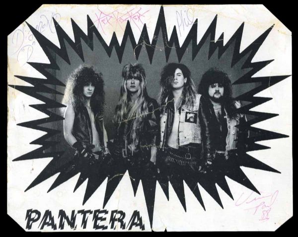 Pantera Vintage c. 1988 Signed 7" x 9" Promotional Photo w/ ULTRA RARE "Diamond Darrell" Signature! (JSA)