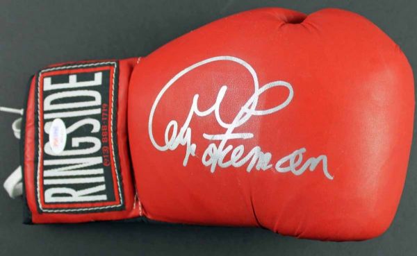 George Foreman Near-Mint Signed Red Boxing Glove (PSA/DNA)