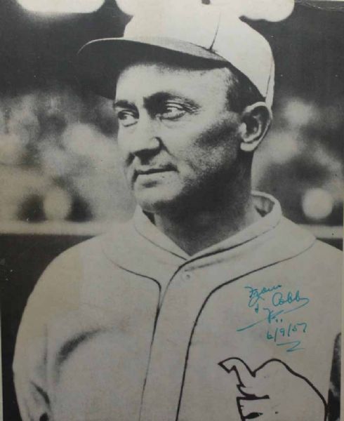 Exceptional Ty Cobb Signed 1957 8" x 10" Graded MINT 9 (PSA/DNA)