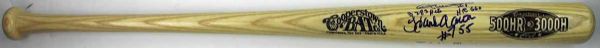 3000 Hits & 500 Home Runs Multi-Signed & Inscribed Baseball Bat w/ Mays, Aaron & Murray (PSA/DNA)