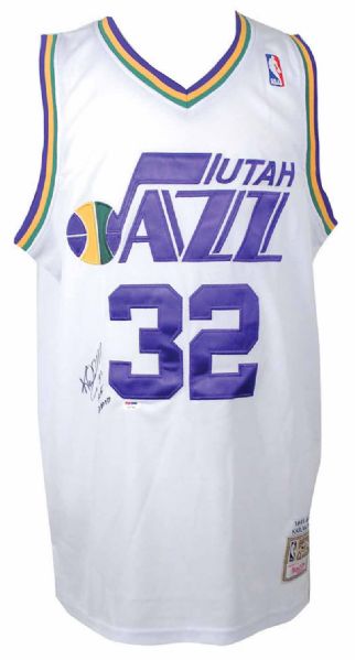 Ultra-Rare Karl Malone Signed Mitchell & Ness Utah Jazz Jersey w/ "HOF 2010" Inscription! (PSA/DNA)