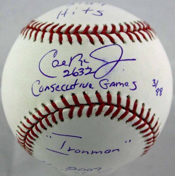 Cal Ripken Jr. Signed OML Limited Edition Stat Baseball w/ 5 Unique Inscriptions (PSA/DNA)