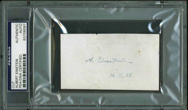 Albert Einstein Signed 2.5" x 4" 1921 Album Page, One of the Earliest Known to Surface! (PSA/DNA Encapsulated)