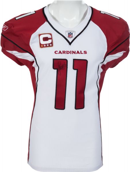 2010 Larry Fitzgerald Game Worn, Signed & Unwashed NFC Divisional Playoff Game Jersey (vs. NO)(JO Sports)