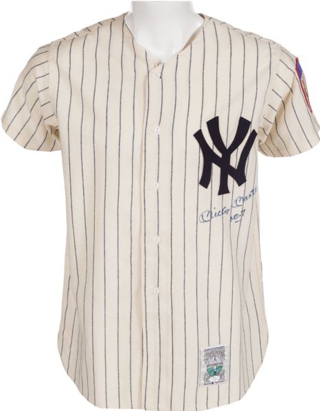 Mickey Mantle Signed Mitchell & Ness Vintage Style NY Yankees Jersey with "No. 7" Inscription (JSA)
