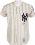 Mickey Mantle Signed Mitchell & Ness Vintage Style NY Yankees Jersey with "No. 7" Inscription (JSA)
