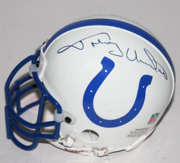 Johnny Unitas Signed Colts Mini Helmet (JSA)