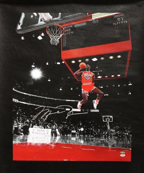 Michael Jordan Oversized 30" x 40" Slam Dunk Canvas w/ Huge Signature (UDA & PSA/DNA))