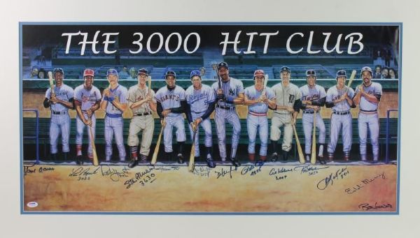 3000 Hit Club Multi-Signed Poster w/ Aaron, Mays, Rose, Musial, & More!  (PSA/DNA)