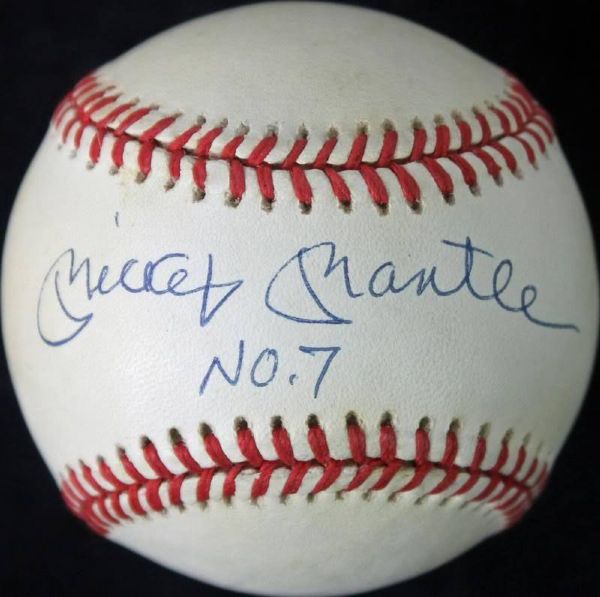 Mickey Mantle Signed OAL Baseball w/ “No. 7” Inscription (PSA/DNA & UDA)