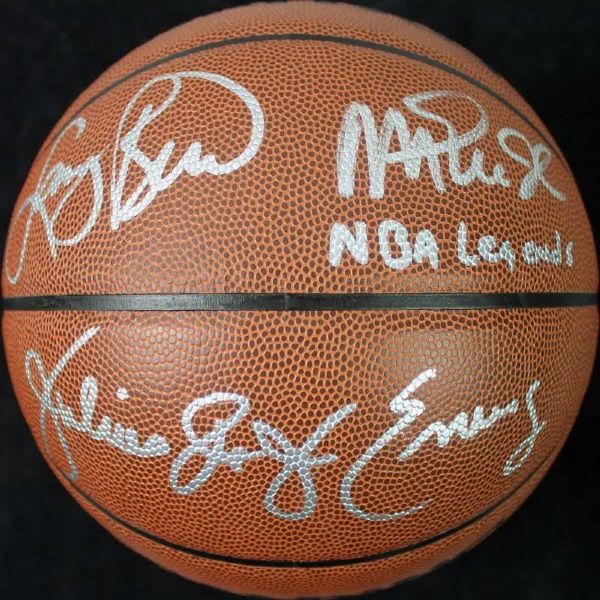 NBA Legends: Larry Bird, Julius Erving & Magic Johnson Signed NBA Basketball (PSA/DNA)