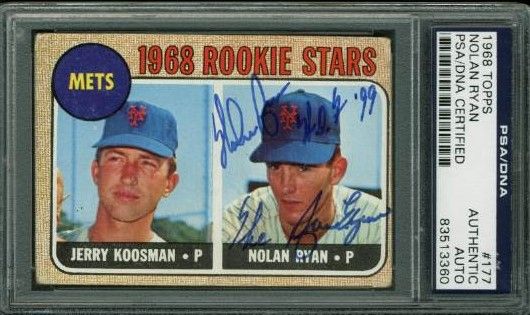 Nolan Ryan Signed 1968 Topps Rookie Card w/ "HOF 99, The Ryan Express" Inscription (PSA/DNA Encapsulated)