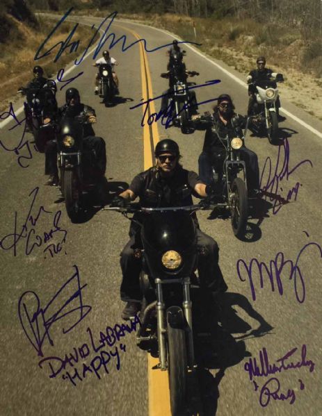 Sons of Anarchy Cast Signed 11" x 14" Color Photo (9 Sigs)(PSA/DNA)