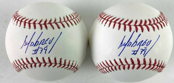 Jose Abreu: Lot of Two (2) Signed OML Baseballs (PSA/DNA)