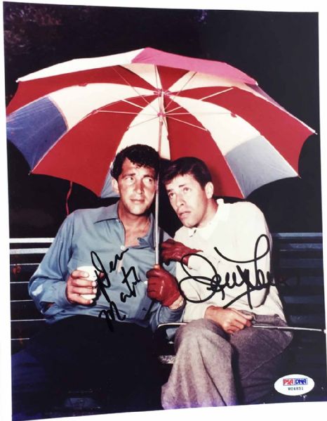 Dean Martin & Jerry Lewis Dual Signed 8" x 10" Color Photo (PSA/DNA)